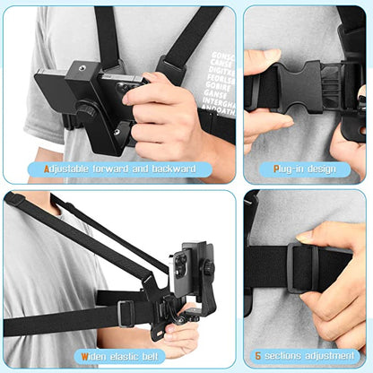 Mobile Phone Chest Strap Mount GoPro Chest Harness Holder for VLOG/POV Chest Mount for cellphone