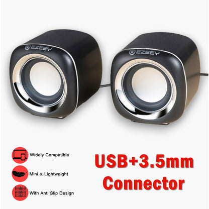 【XMT】EZEEY Mini Computer Speakers Stereo USB Wired Powered for PC/Laptops/Smartphone Multimedia Speaker