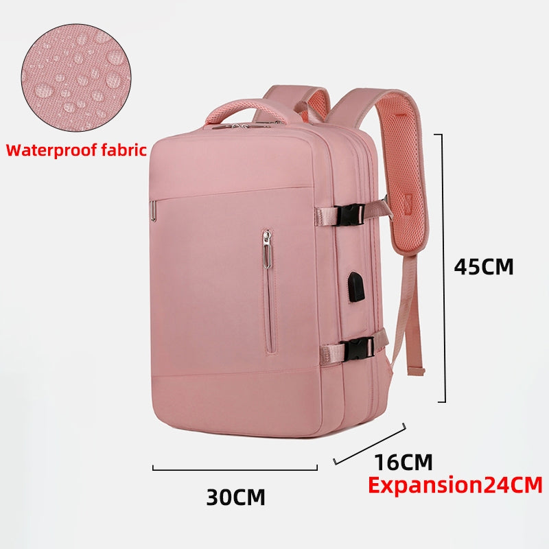 Large capacity bagpack expandable women's bag USB charging travel backpack waterproof Luggage bag