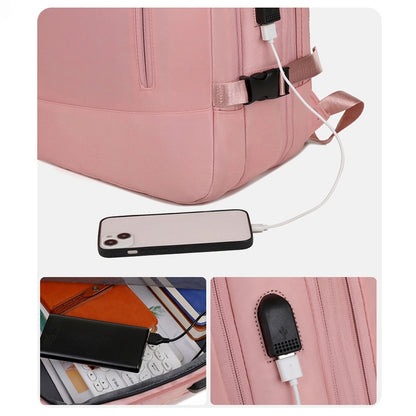 Large capacity bagpack expandable women's bag USB charging travel backpack waterproof Luggage bag