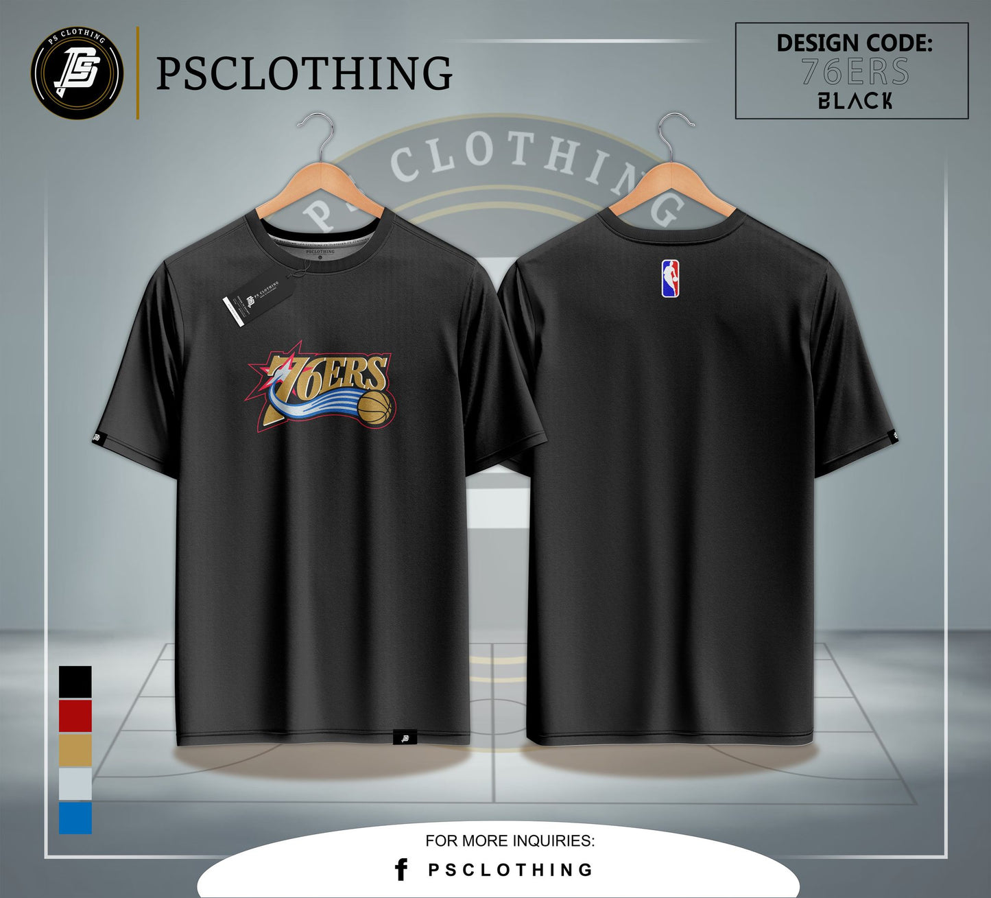 NBA SHIRT 76 SIXERS BLACK