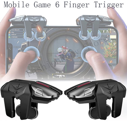 G21 Mobile Game 6 Finger Trigger for PUBG Phone Gaming Controller Alloy Gamepad Joystick Aim Shooting L1 R1 Key Button