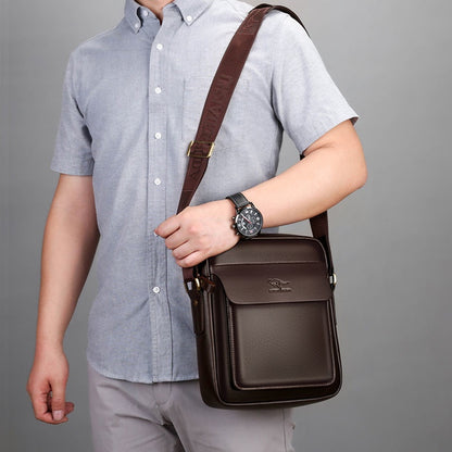 Business vertical one-shoulder men's faux leather messenger bag fashion casual bag