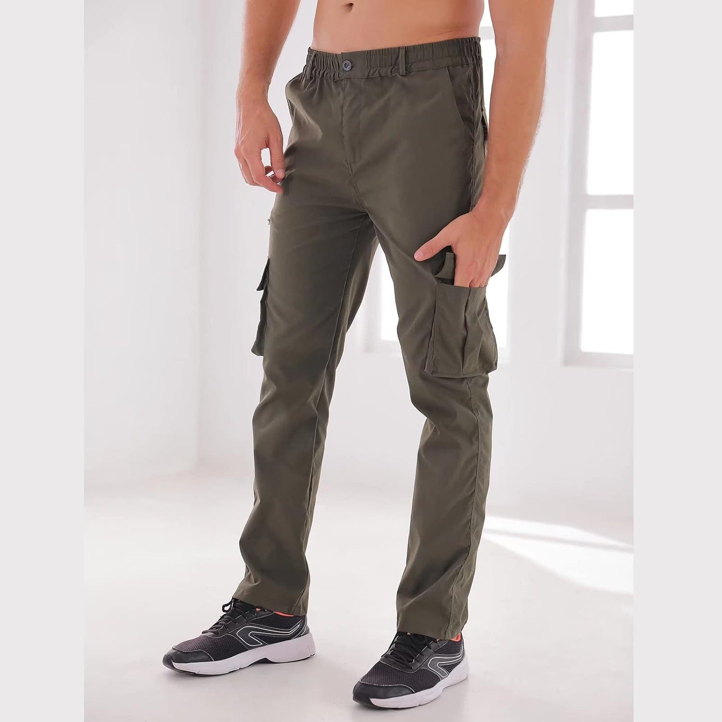 Men Outdoor Cargo Pants Lightweight Tactical Pants Green