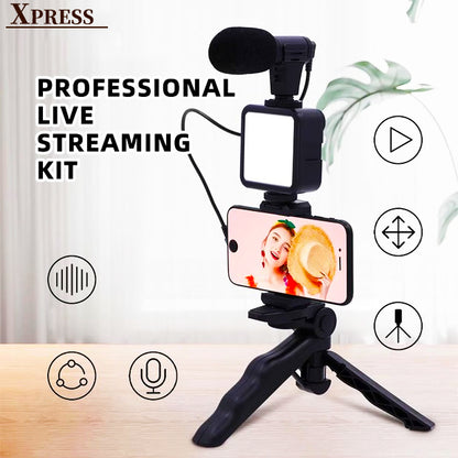 Vlogging Kit With Light+Microphone+Tripod+Shutter Smartphone Camera Video Vlogging Kit