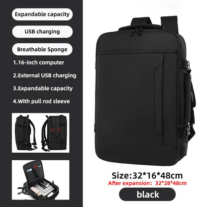 16 inch laptop backpack waterproof travel bag for men's daily commuting expandable outdoor bagpack