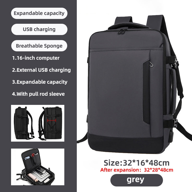 16 inch laptop backpack waterproof travel bag for men's daily commuting expandable outdoor bagpack