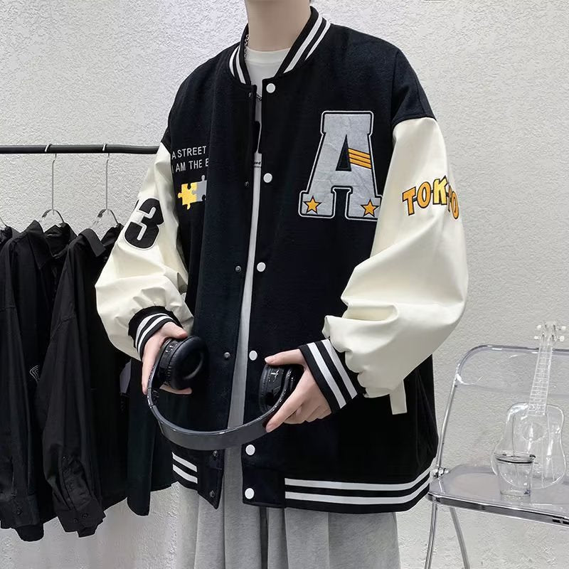 Aesthetic jacket for men Korean style casual vintage jacket "BLACK"