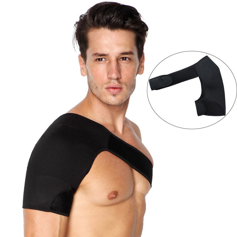 Single Shoulder Brace Support Adjustable Gym Sports Care Back Guard Strap Wrap Belt Black Bandage