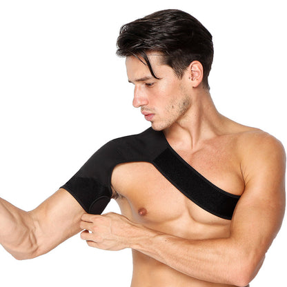 Single Shoulder Brace Support Adjustable Gym Sports Care Back Guard Strap Wrap Belt Black Bandage