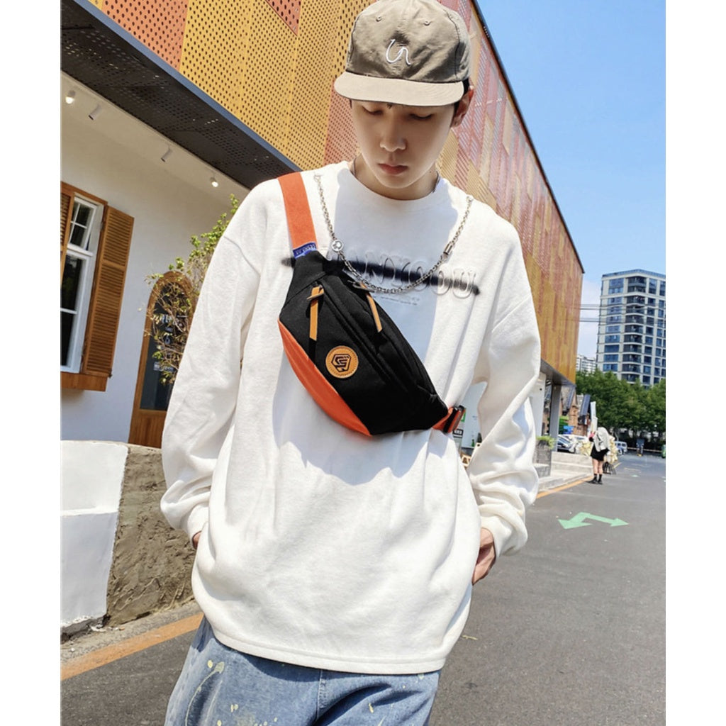 Unisex Japanese Canvas Chest Bag Waist Students Bag For Women Leisure Belt Bags