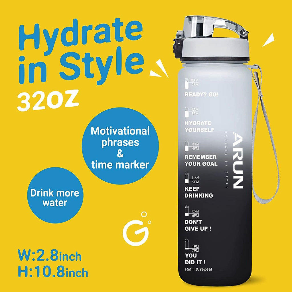 ARUN 1000ML BPA Free Motivational Sports Water Bottle Leakproof Tritan