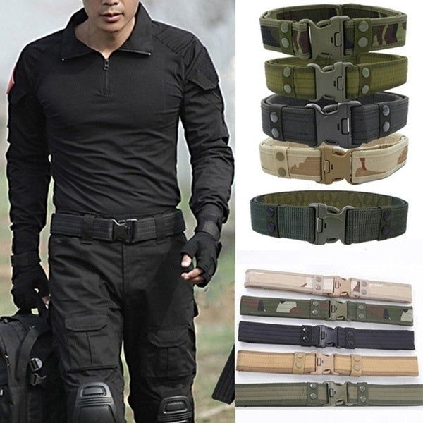 New Camouflage Men's Military Tactical Belt Adjustable Outdoor Heavy Duty Combat Nylon Webbing Belt 135cm