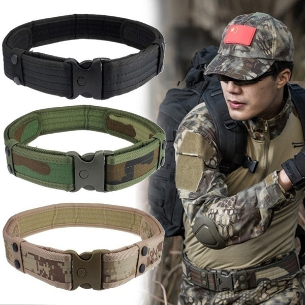 New Camouflage Men's Military Tactical Belt Adjustable Outdoor Heavy Duty Combat Nylon Webbing Belt 135cm