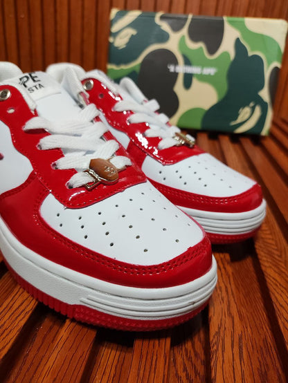 A Bathing Ape Bape Sta Low White Red