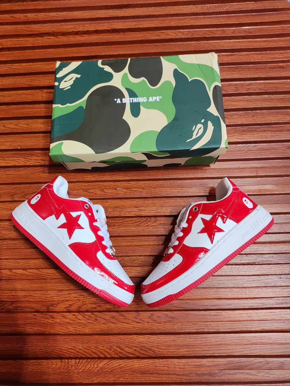 A Bathing Ape Bape Sta Low White Red