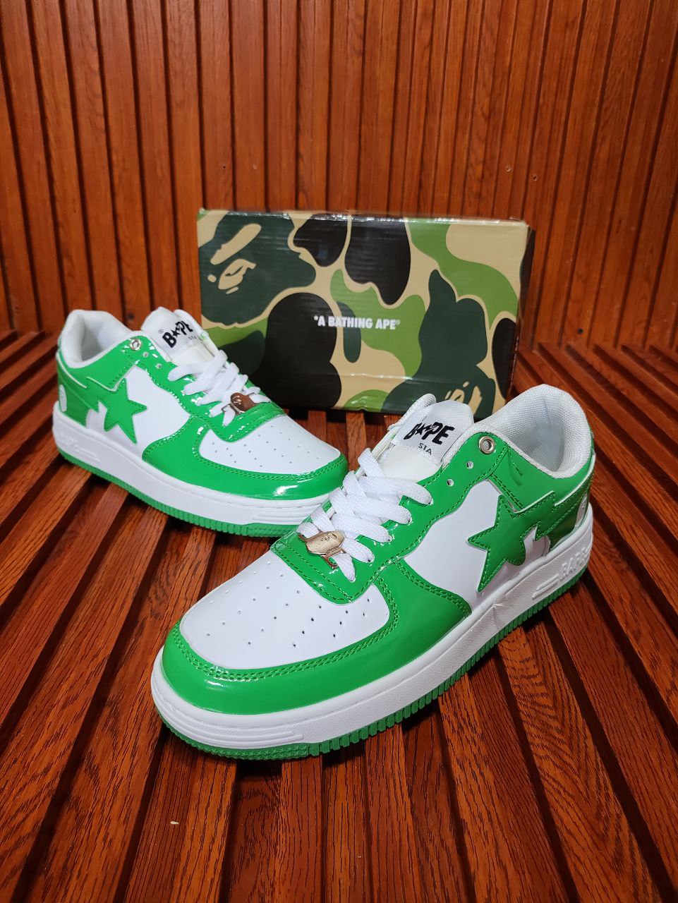 A Bathing Ape Bape Sta Low White Green (Women)