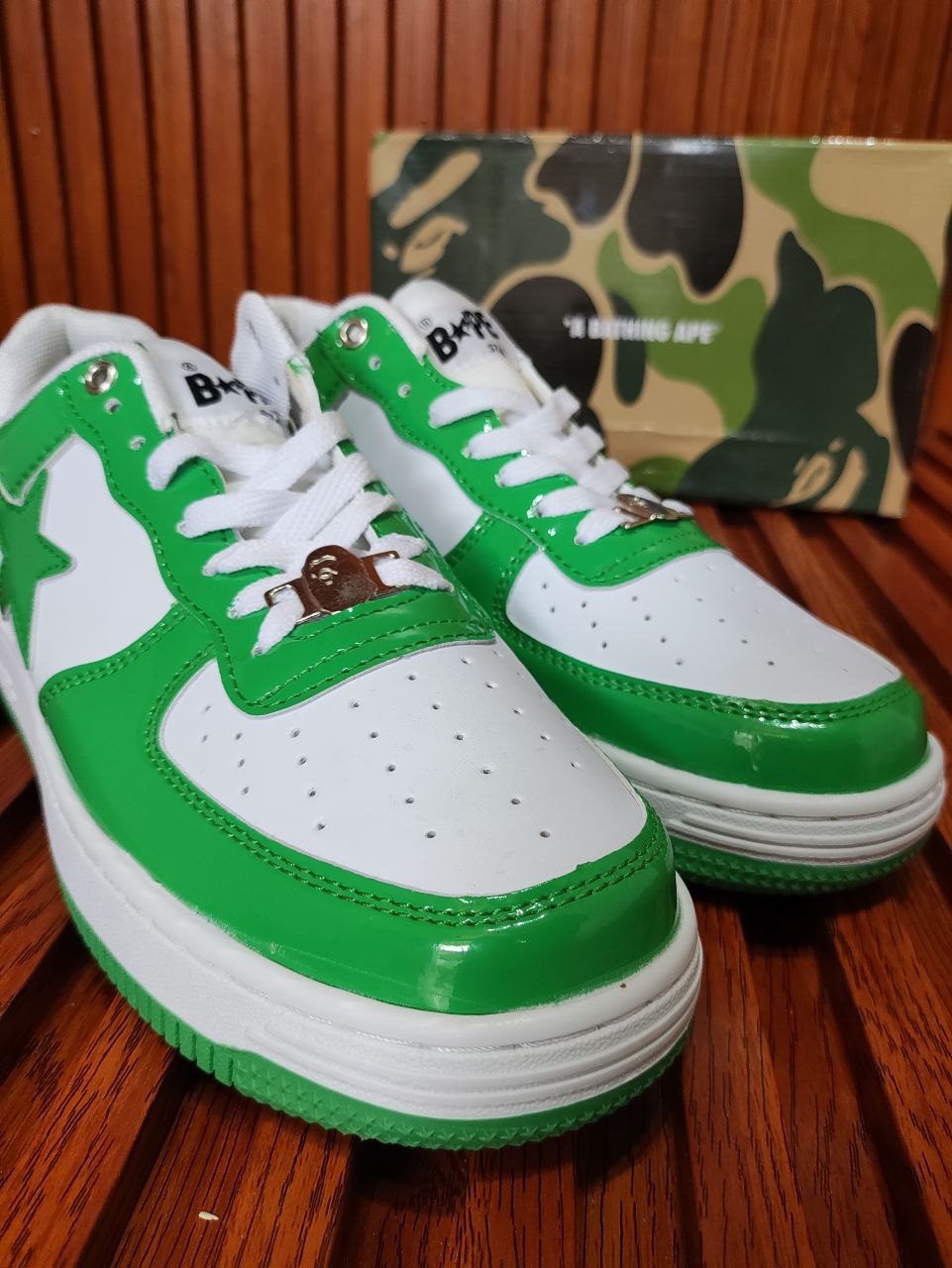 A Bathing Ape Bape Sta Low White Green (Women)