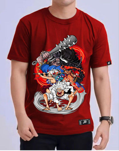 ONE PIECE "KAIDO X LUFFY" ROUND NECK REGULAR FIT ANIME PREMIUM DESIGN