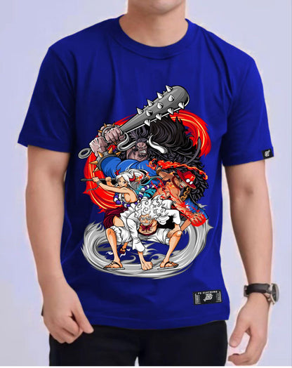 ONE PIECE "KAIDO X LUFFY" ROUND NECK REGULAR FIT ANIME PREMIUM DESIGN