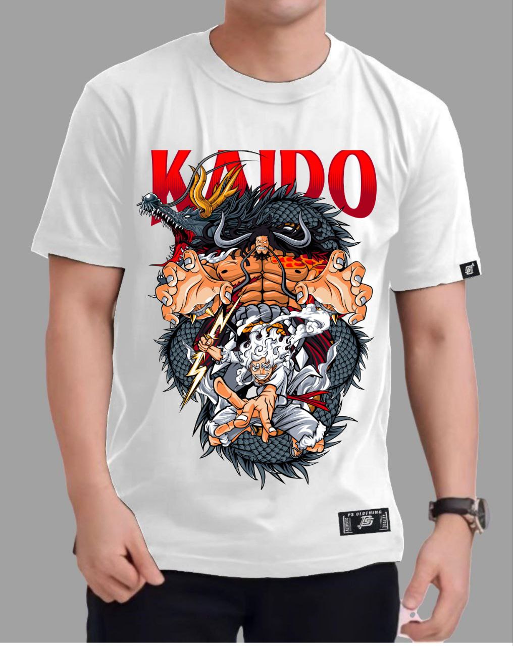 ONE PIECE "KAIDO X LUFFY" VERSION 2 ROUND NECK REGULAR FIT ANIME PREMIUM DESIGN