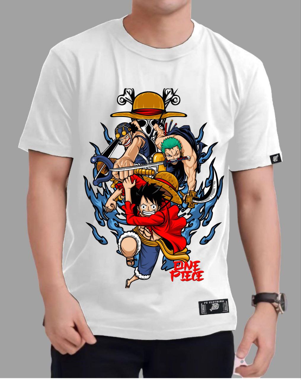 ONE PIECE "STRAWHAT CREW" ROUND NECK REGULAR FIT ANIME PREMIUM DESIGN