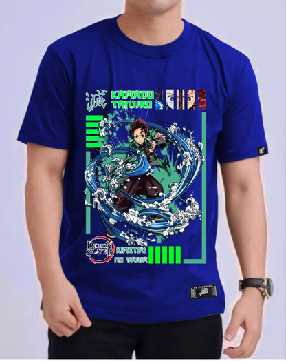 DEMON SLAYER KAMADO TANJIRO "WATER BREATHING" ROUND NECK REGULAR FIT ANIME PREMIUM DESIGN