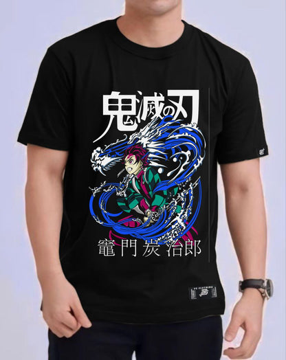 DEMON SLAYER KAMADO TAJIRO "WATER BREATHING 10TH FORM" ROUND NECK REGULAR FIT ANIME PREMIUM DESIGN