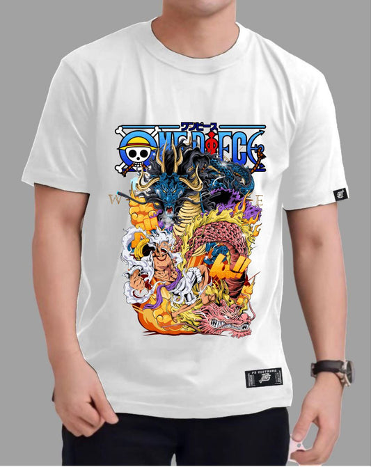 ONE PIECE "KAIDO X LUFFY" VERSION 4 ROUND NECK REGULAR FIT ANIME PREMIUM DESIGN