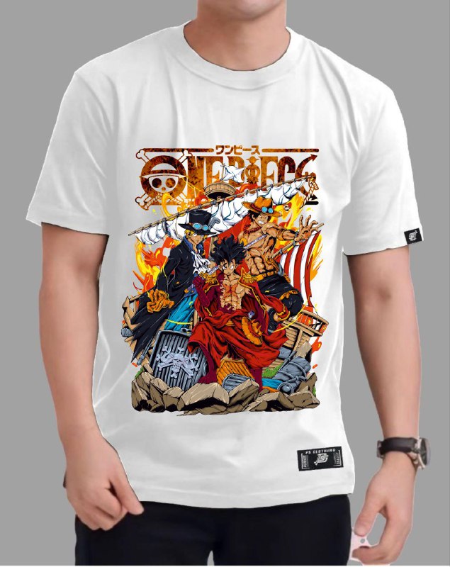 ONE PIECE "THREE BROTHERS" VERSION 2 ROUND NECK REGULAR FIT ANIME PREMIUM DESIGN