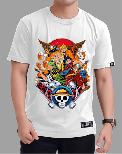 ONE PIECE "MONSTER TRIO" ROUND NECK REGULAR FIT ANIME PREMIUM DESIGN