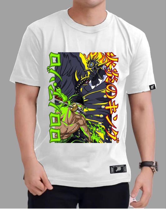 ONE PIECE "ZORRO VS KING" ROUND NECK REGULAR FIT ANIME PREMIUM DESIGN