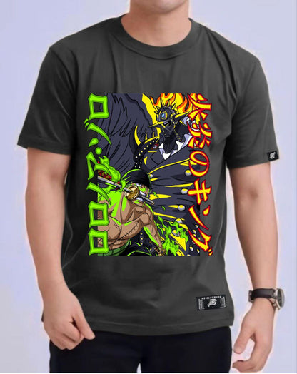 ONE PIECE "ZORRO VS KING" ROUND NECK REGULAR FIT ANIME PREMIUM DESIGN