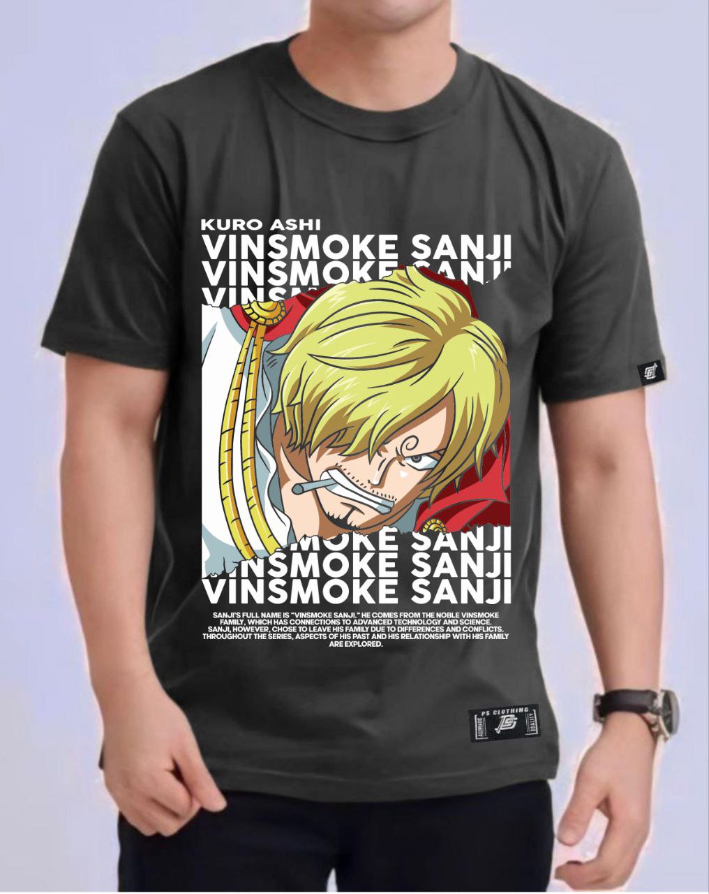 ONE PIECE SANJI VINSMOKE"BLACKLEG" ROUND NECK REGULAR FIT ANIME PREMIUM DESIGN