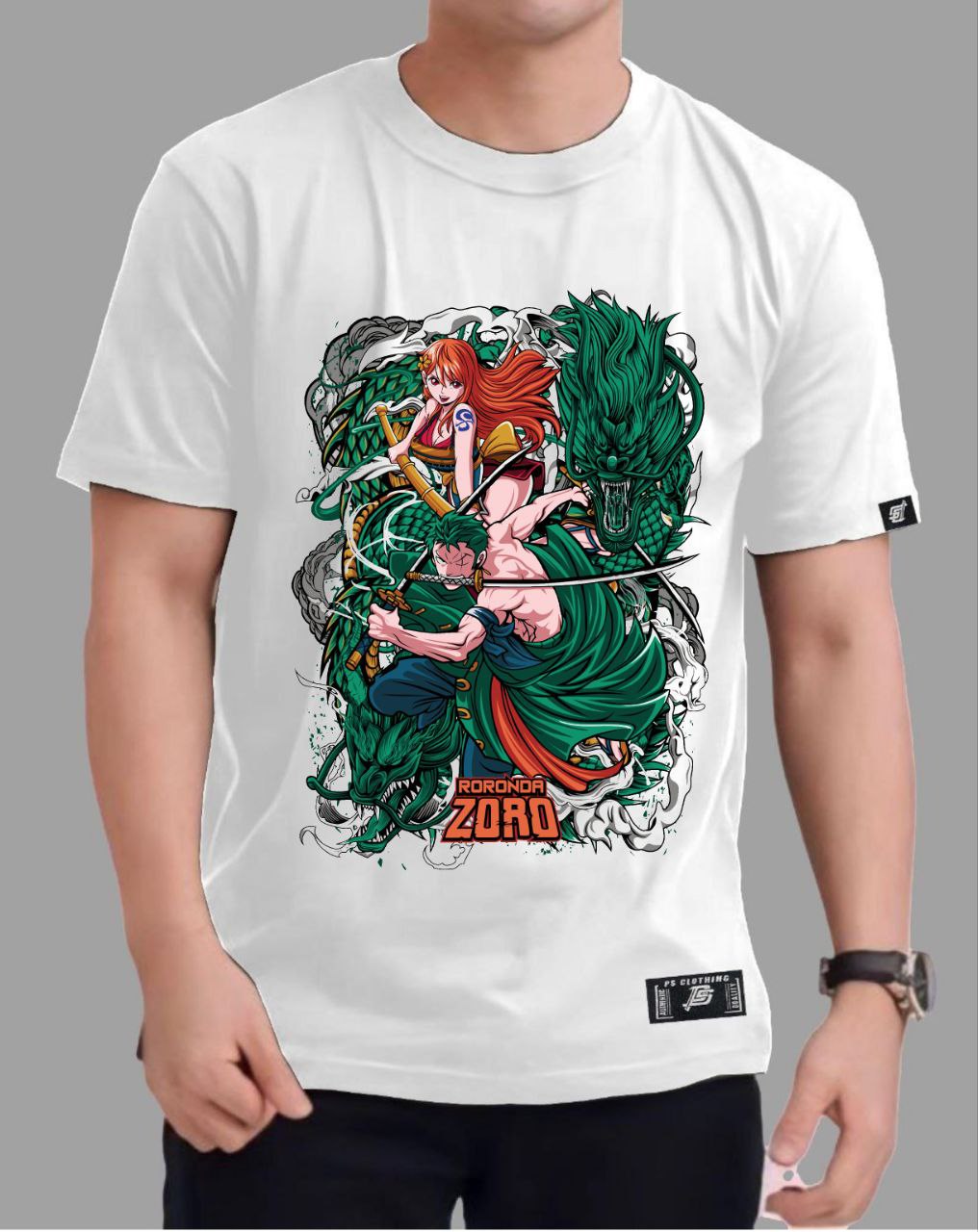 ONE PIECE NAMI X ZORRO ROUND NECK REGULAR FIT ANIME PREMIUM DESIGN