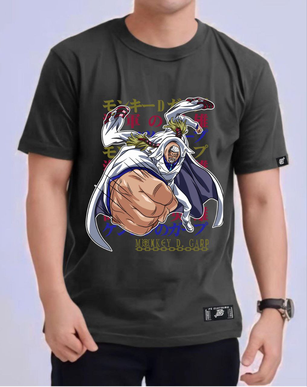 ONE PIECE GARP THE "FIST" ROUND NECK REGULAR FIT ANIME PREMIUM DESIGN