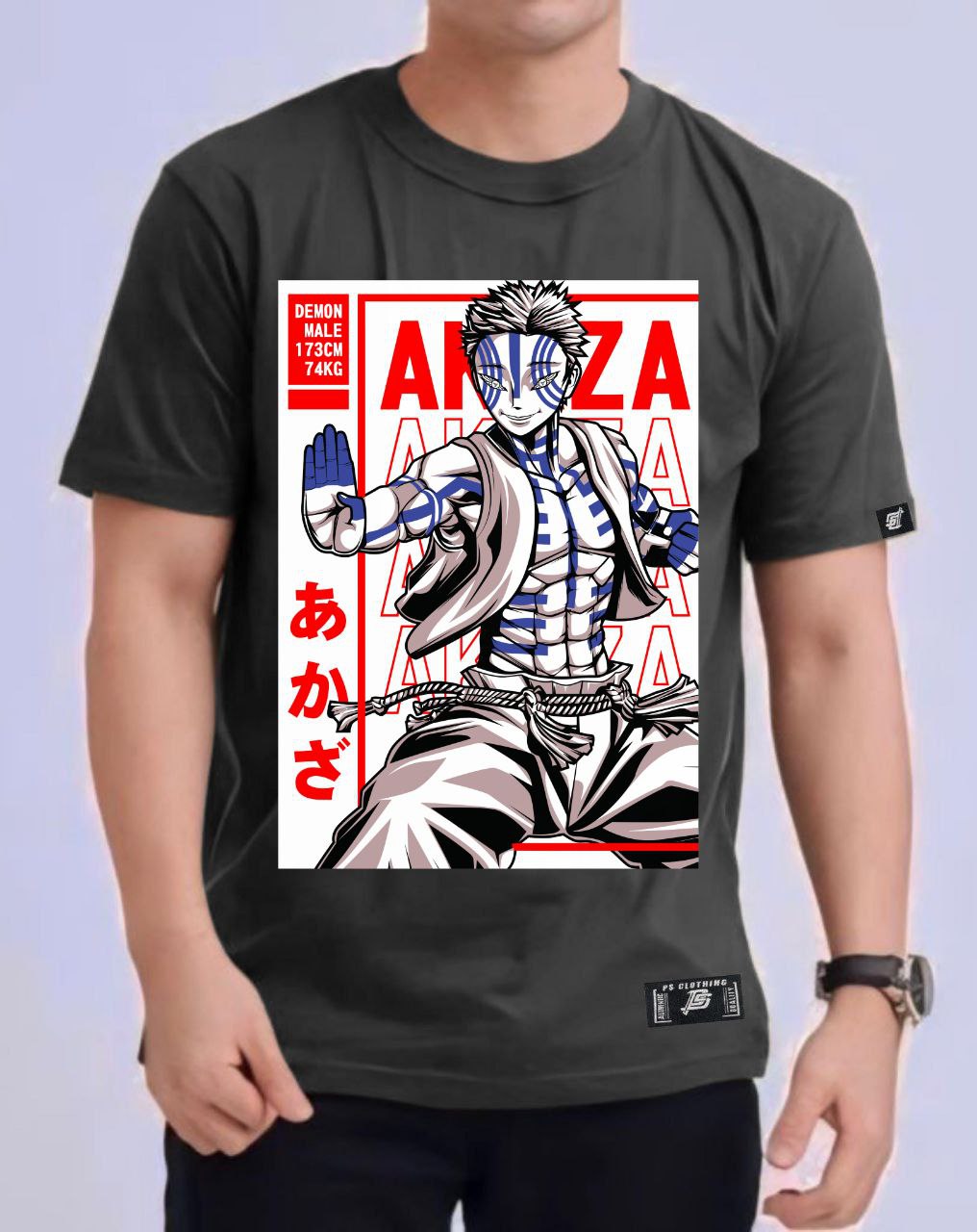 DEMON SLAYER "AKAZA" VERSION 3 ROUND NECK REGULAR FIT ANIME PREMIUM DESIGN