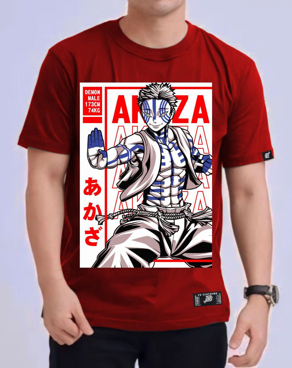 DEMON SLAYER "AKAZA" VERSION 3 ROUND NECK REGULAR FIT ANIME PREMIUM DESIGN