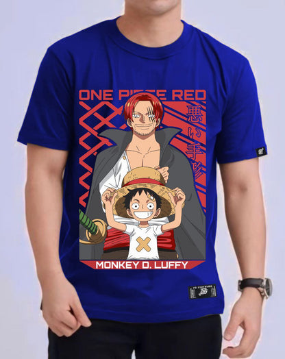 ONE PIECE  LUFFY X SHANKS ROUND NECK REGULAR FIT ANIME PREMIUM DESIGN