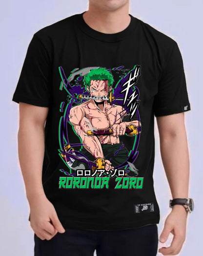 ONE PIECE RORONOA ZORRO "THREE SWORD STYLE" ROUND NECK REGULAR FIT ANIME PREMIUM DESIGN