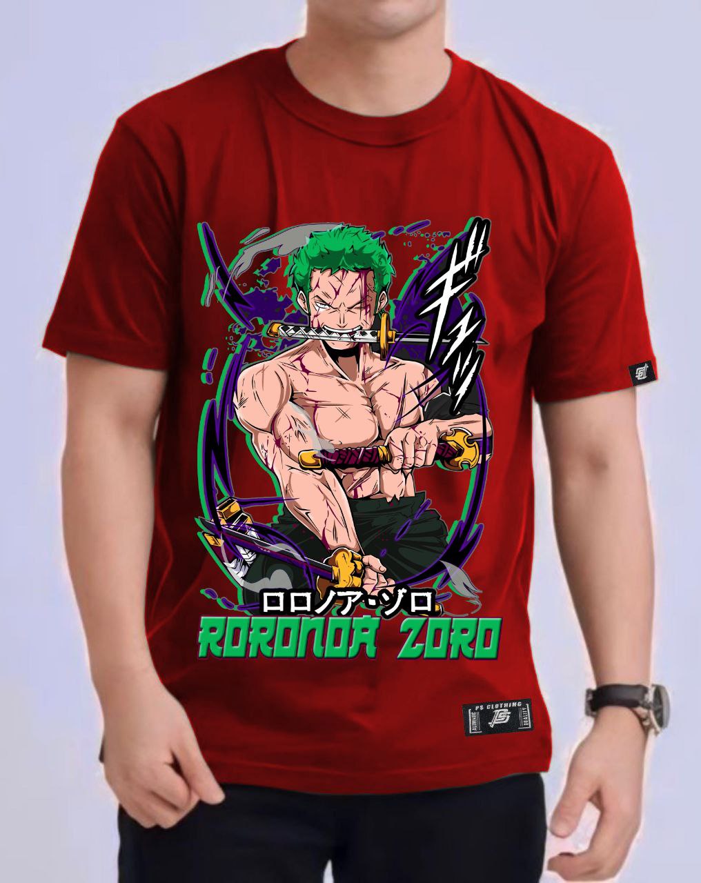 ONE PIECE RORONOA ZORRO "THREE SWORD STYLE" ROUND NECK REGULAR FIT ANIME PREMIUM DESIGN