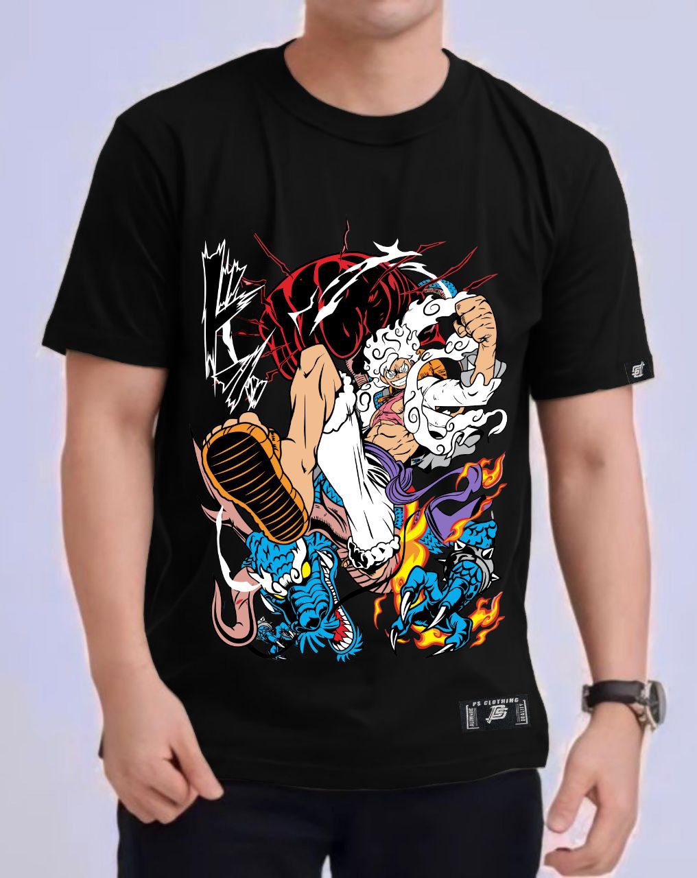 ONE PIECE LUFFY GEAR 5TH X KAIDO ROUND NECK REGULAR FIT ANIME PREMIUM DESIGN