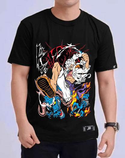 ONE PIECE LUFFY GEAR 5TH X KAIDO ROUND NECK REGULAR FIT ANIME PREMIUM DESIGN