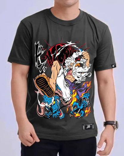 ONE PIECE LUFFY GEAR 5TH X KAIDO ROUND NECK REGULAR FIT ANIME PREMIUM DESIGN