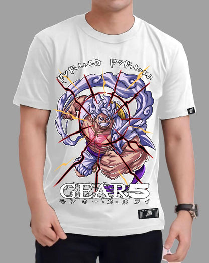 ONE PIECE LUFFY "GEAR 5TH WITH EMPEROR HAKI"  ROUND NECK REGULAR FIT ANIME PREMIUM DESIGN