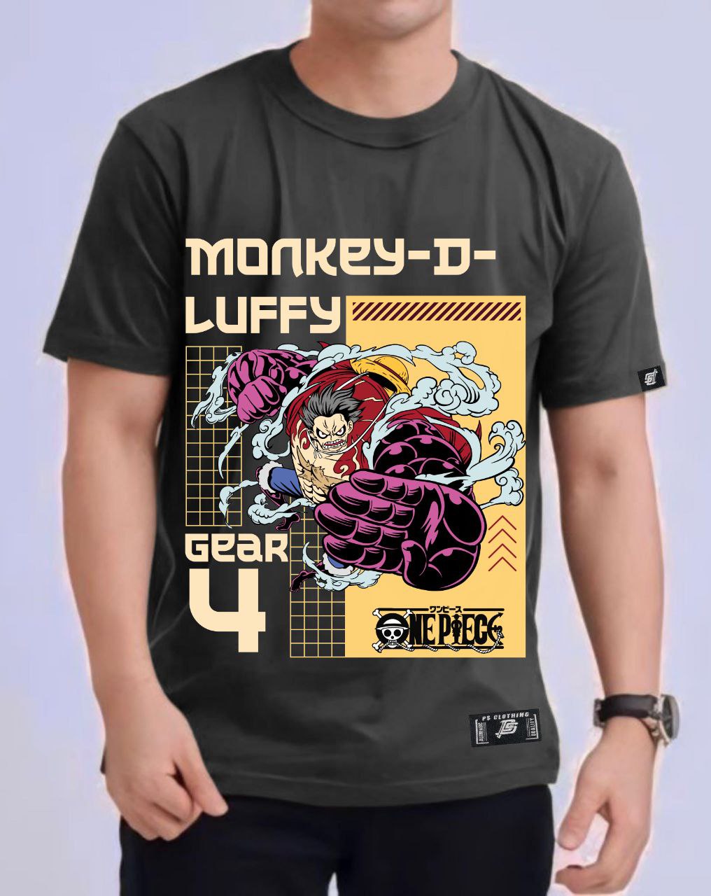 ONE PIECE LUFFY "GEAR 4TH BOUNCE MAN" ROUND NECK REGULAR FIT ANIME PREMIUM DESIGN