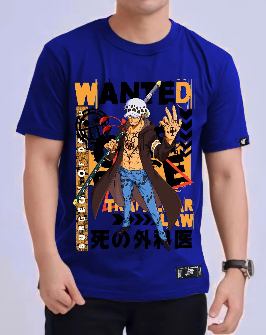 ONE PIECE  "TRAFALGAR LAW" VERSION 2 ROUND NECK REGULAR FIT ANIME PREMIUM DESIGN