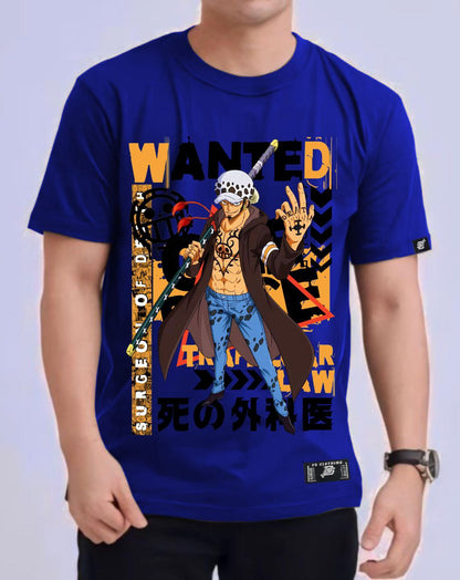 ONE PIECE  "TRAFALGAR LAW" VERSION 2 ROUND NECK REGULAR FIT ANIME PREMIUM DESIGN