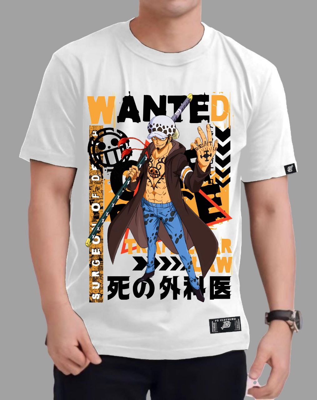 ONE PIECE  "TRAFALGAR LAW" VERSION 2 ROUND NECK REGULAR FIT ANIME PREMIUM DESIGN