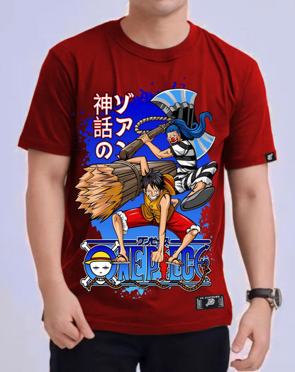 ONE PIECE LUFFY X BUGGY "MARINEFORD ARC" ROUND NECK REGULAR FIT ANIME PREMIUM DESIGN